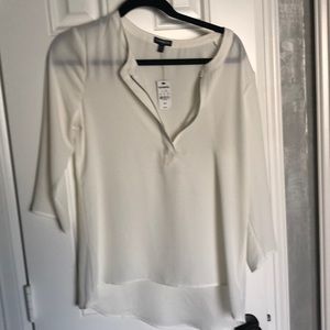 EXPRESS Cream ivory 3/4 sleeve sheer blouse. NWT